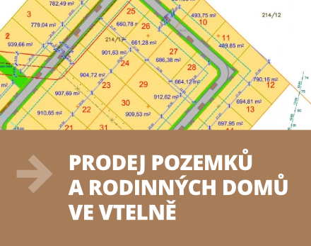 Prodej pozemků a rodinných domů ve Vtelně